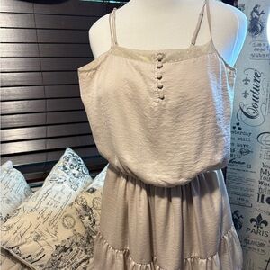Elegant Beige Sleeveless Dress